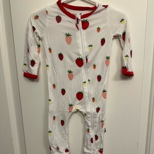 Kyte BABY Strawberry Print Kids Footie - White and Red